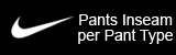 Mens Pant Inseams per Pant Type